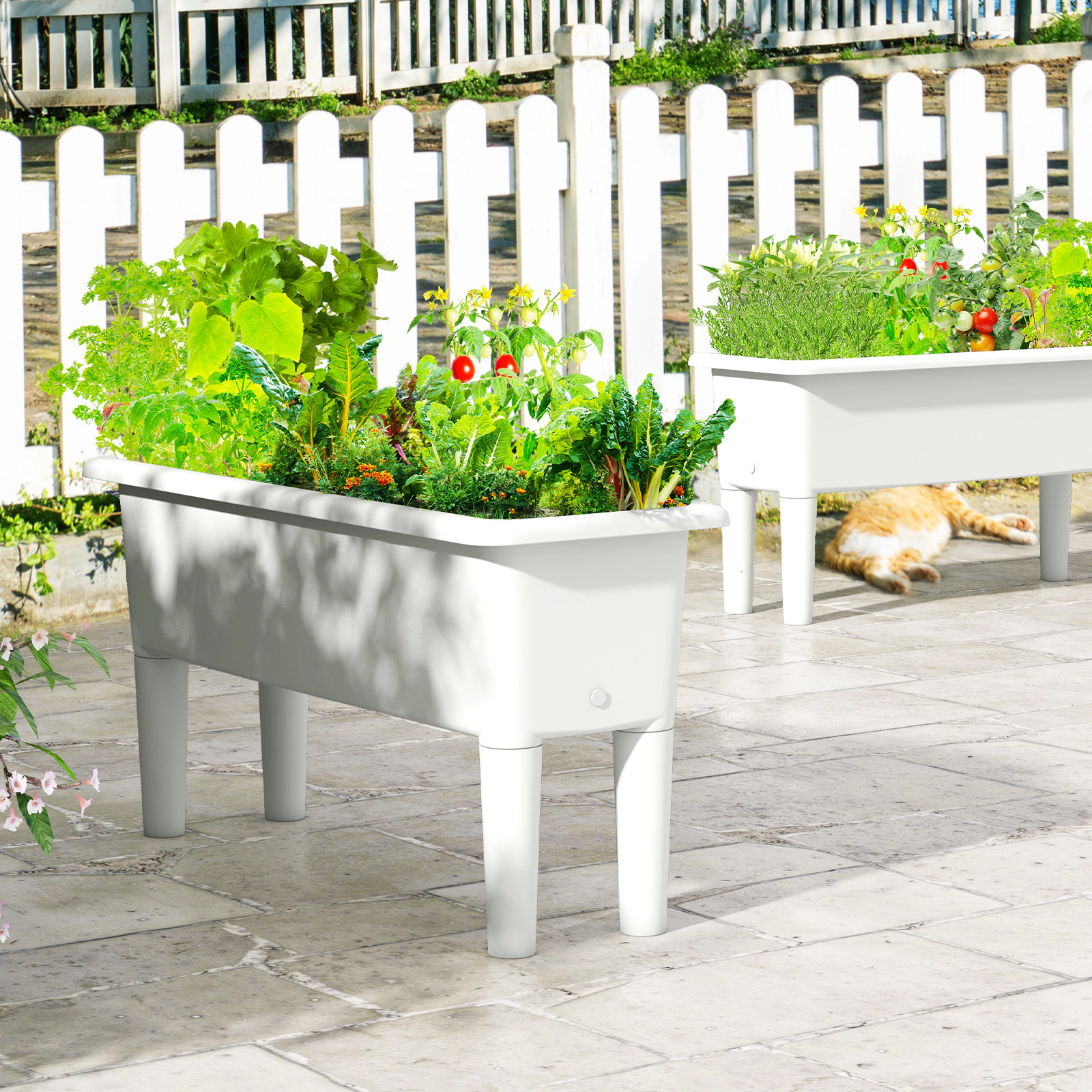 LJG 2 PCS Raised Garden Beds Self-Watering Planter Box with Detachable Legs and Drainage Hole