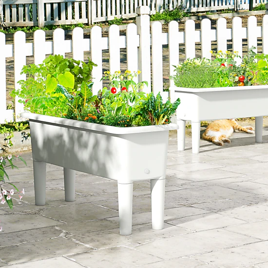 LJG 2 PCS Raised Garden Beds Self-Watering Planter Box with Detachable Legs and Drainage Hole