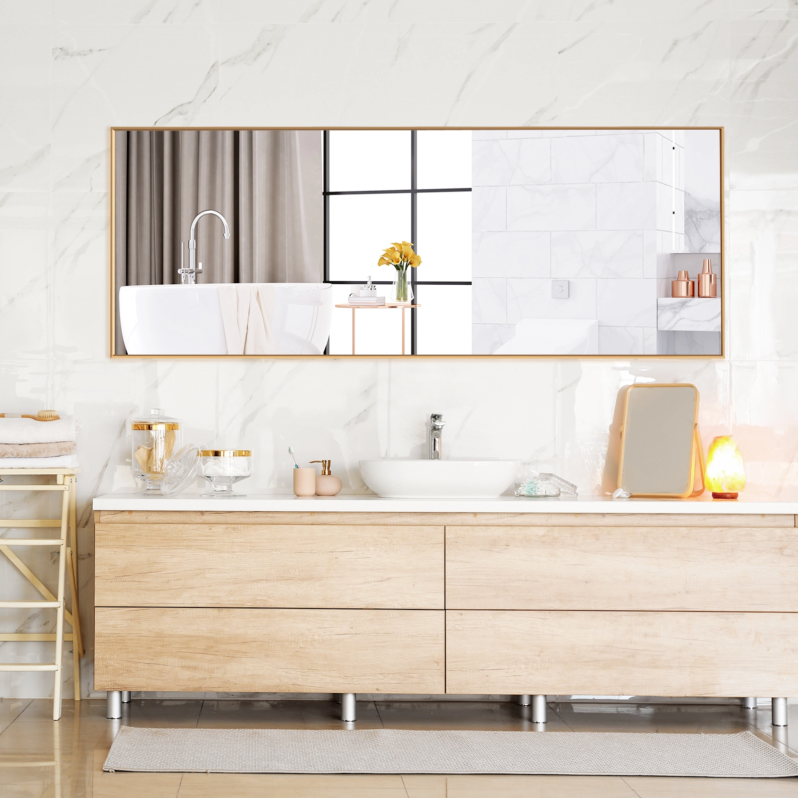 Slickblue Full Length Wall Mirror 59 Inch Rectangle Bedroom Dressing Mirror Large Frame