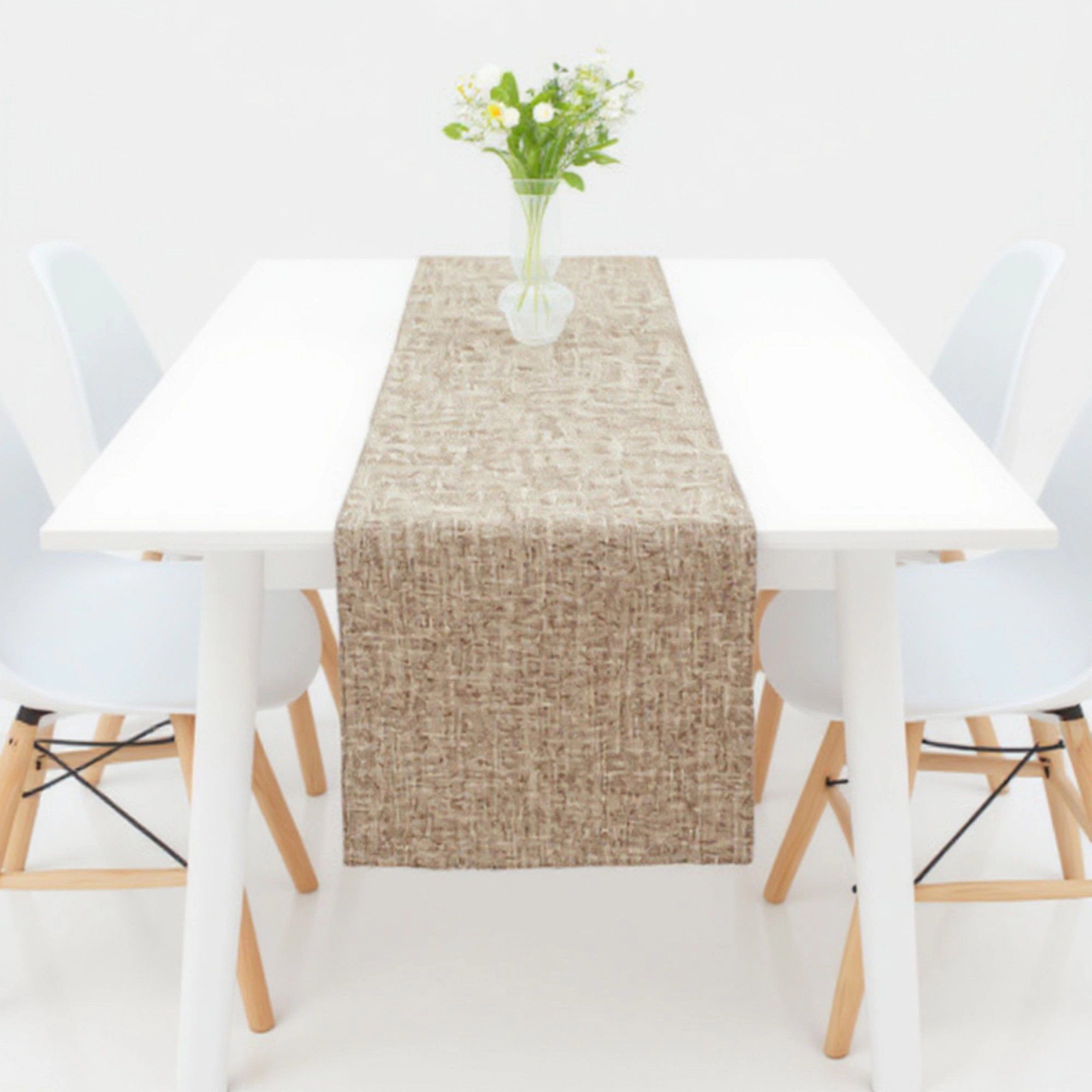 Alilang Unisex Solid Woven Table Runner with Textured Linen-Look Finish