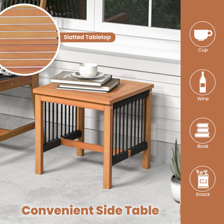 Hivvago 3 Pieces Acacia Wood Patio Furniture Set With Armchairs Coffee Table