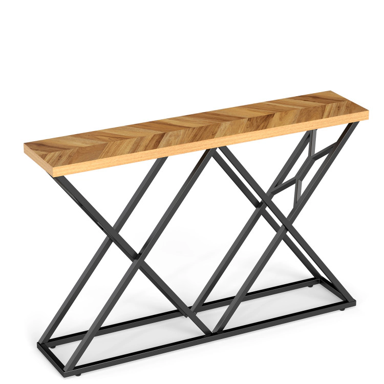Hivvago 55 Inch Console Table With Solid Metal Frame And Storage