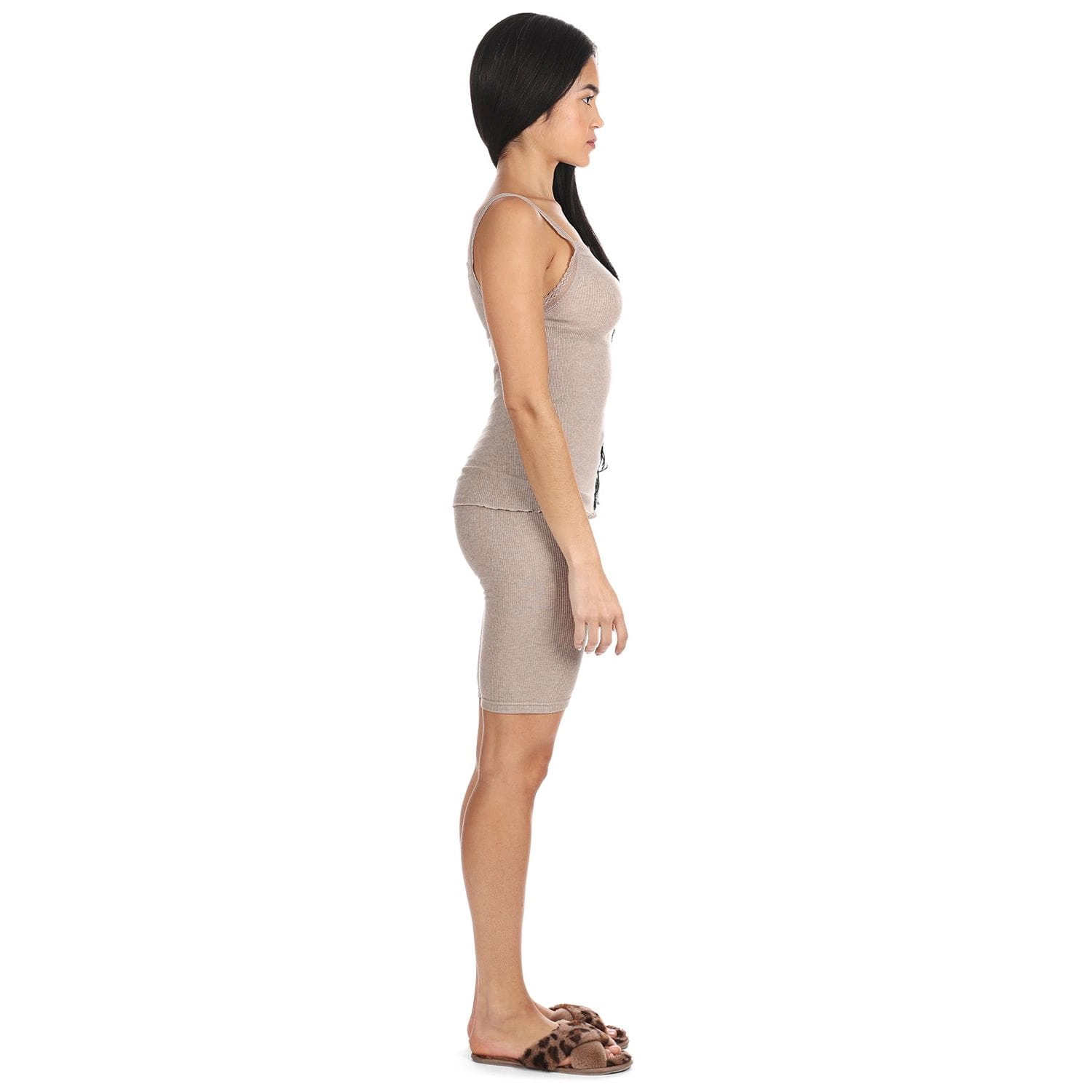 Memoi Women's Organic Cotton Seamless Ribbed Lace Camisole