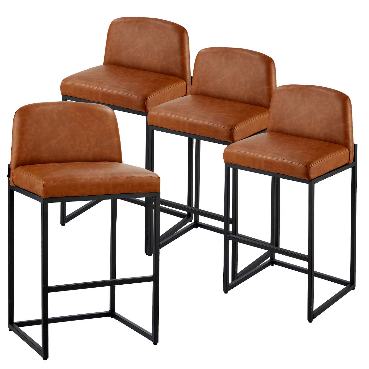 HONGGE Counter Height Bar Stools with Backrest Metal Bar Chair for Kitchen Dining Room