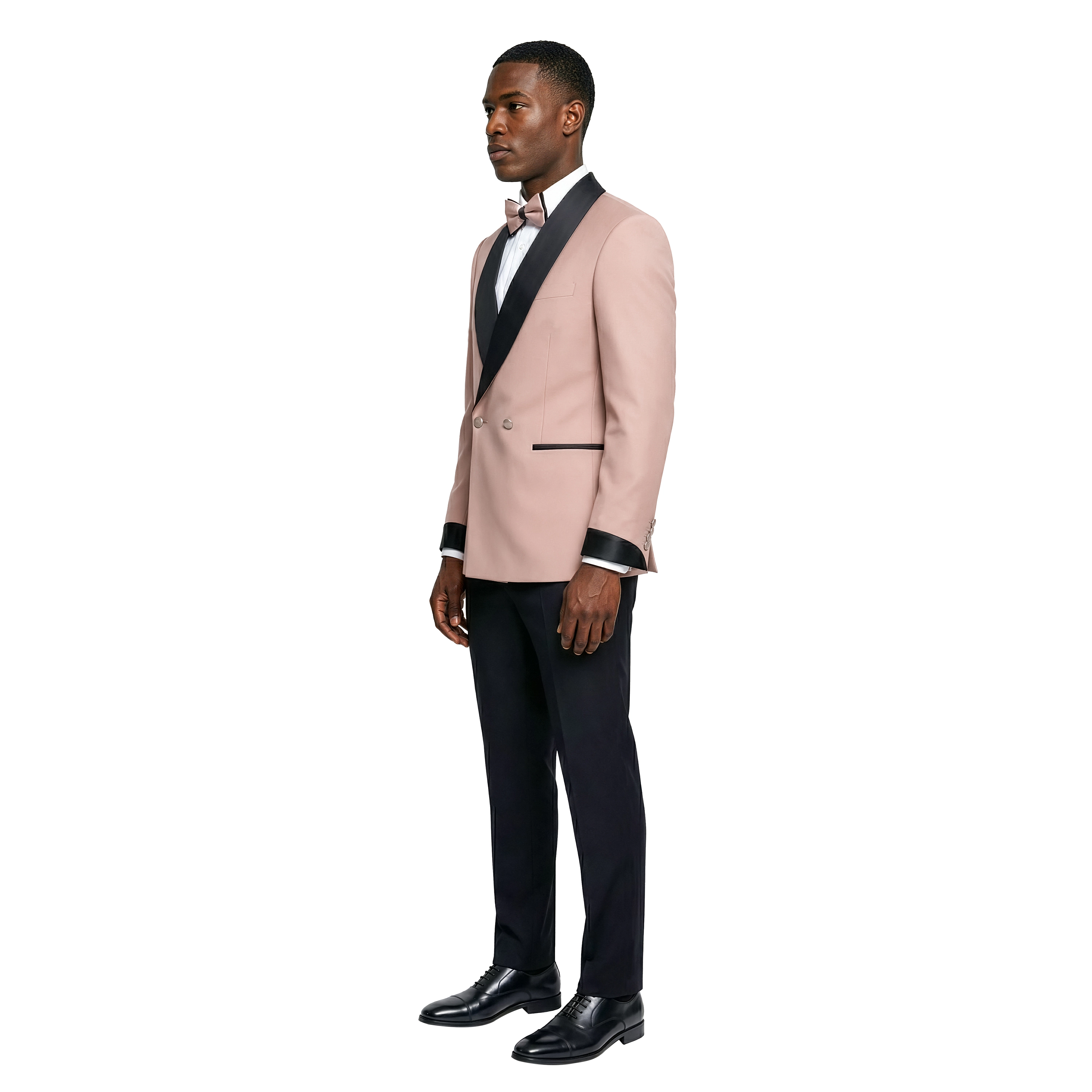 Tazzio Mens Satin Cuffed Sleeve Double Breasted Tuxedo 2pc Set, Skinny-Fit