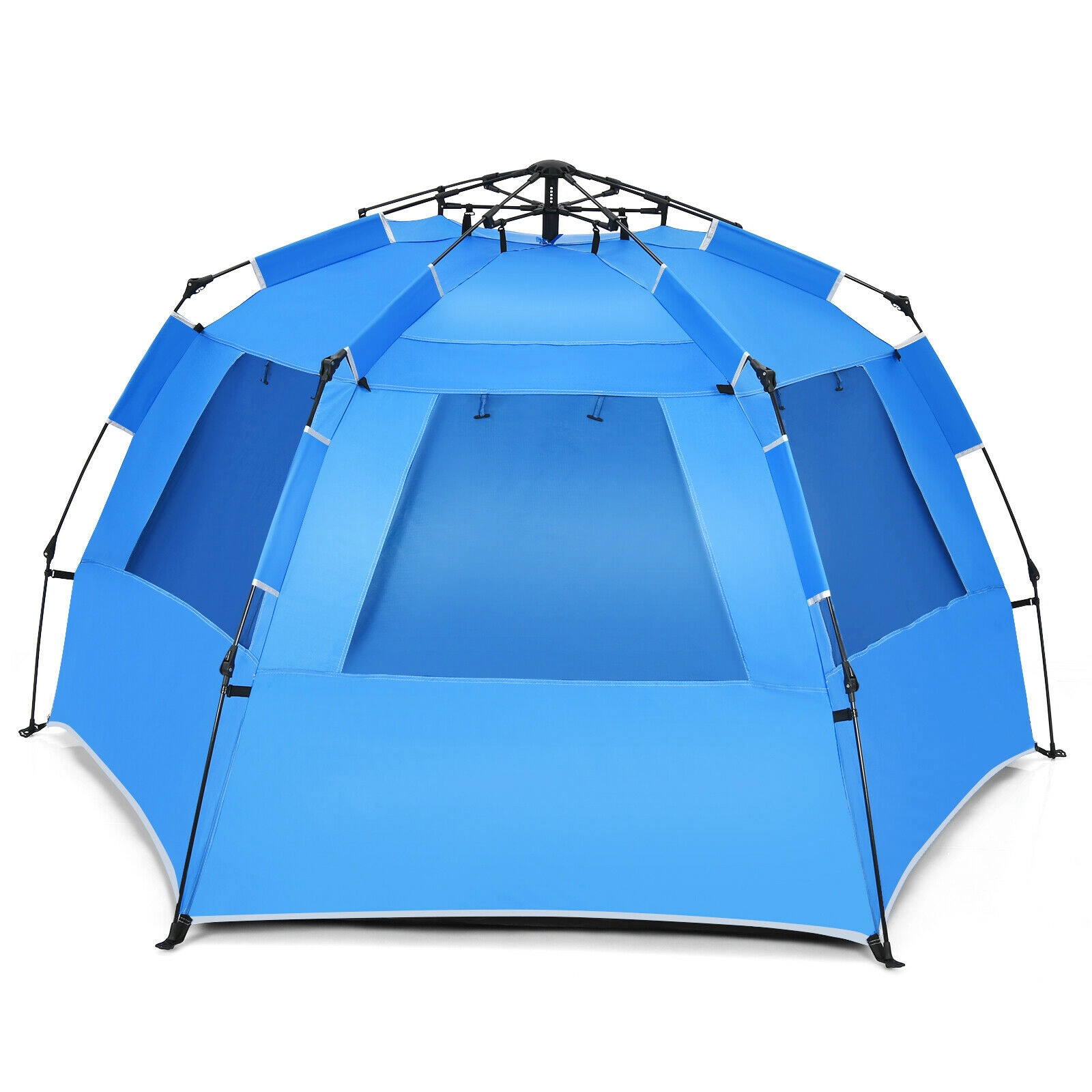 SUGIFT 3-4 Person Blue UPF 50+ Pop Up Beach Tent with Extendable Floor and 50-in Porch 100-in W 50-in D 52-in H