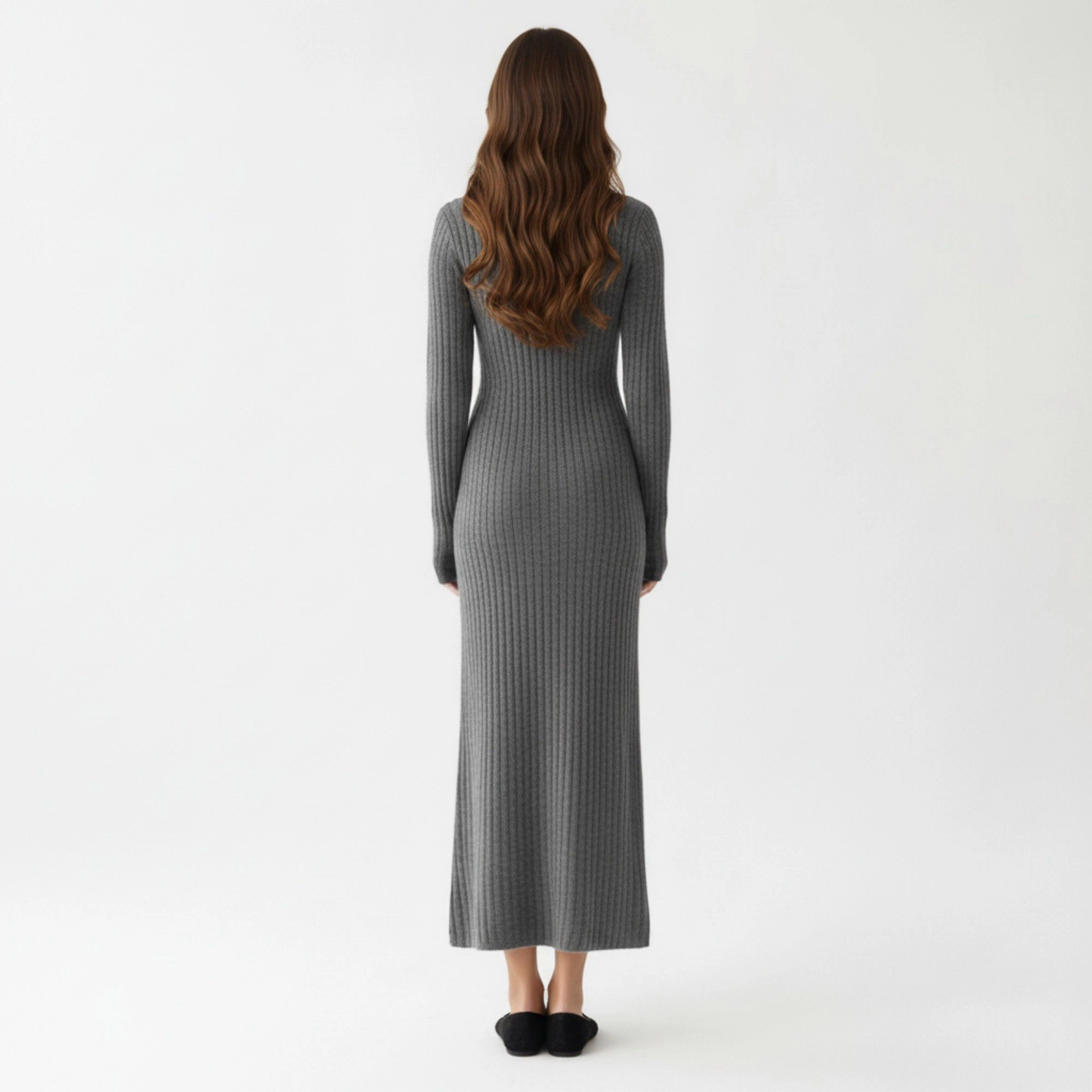 Anna-Kaci Women's Ribbed Knit Maternity Long Sleeves Stretch Fabric Flattering Button Front Maxi Dress