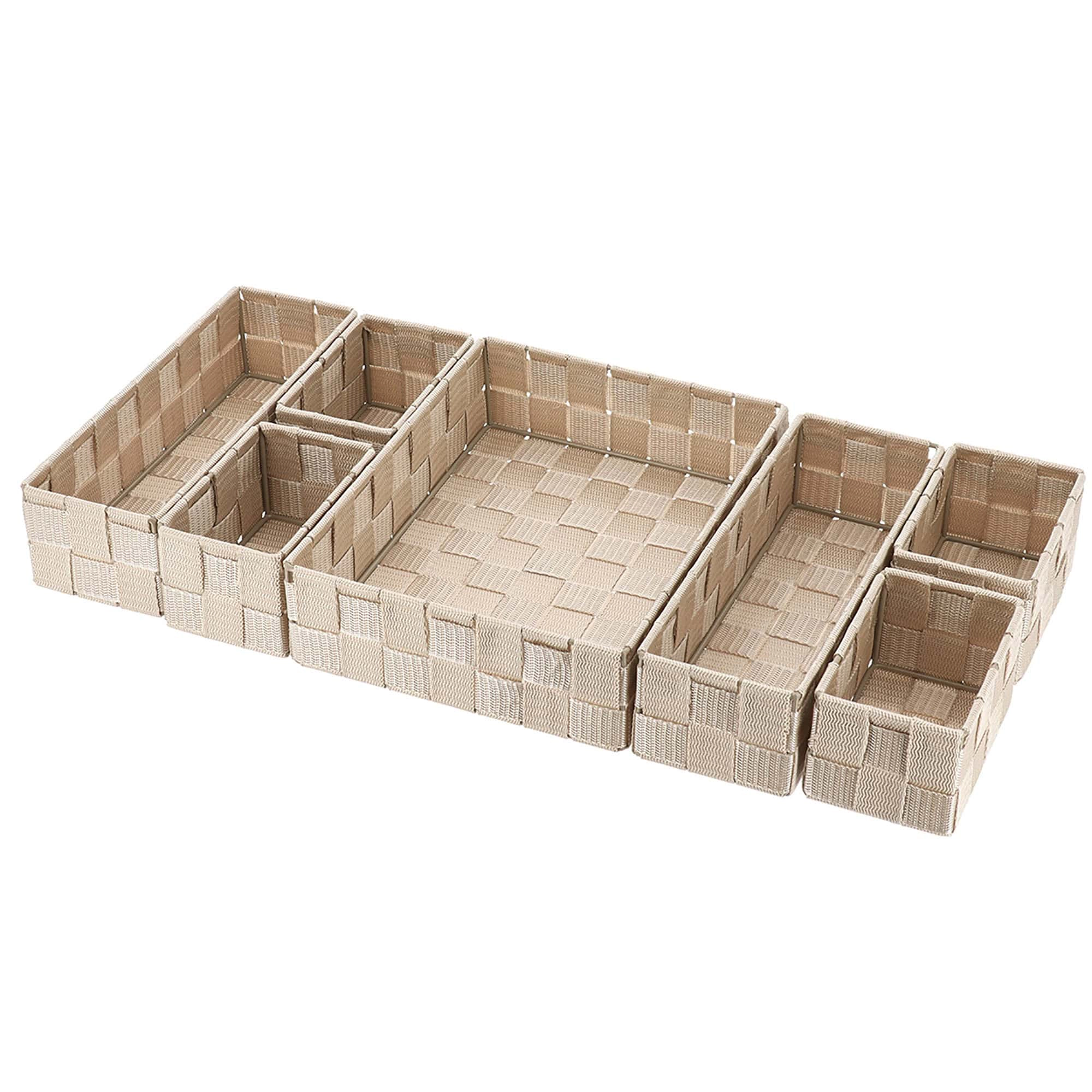 Evideco French Home Goods 7-Piece Braided Polyester Drawer Organizer Set