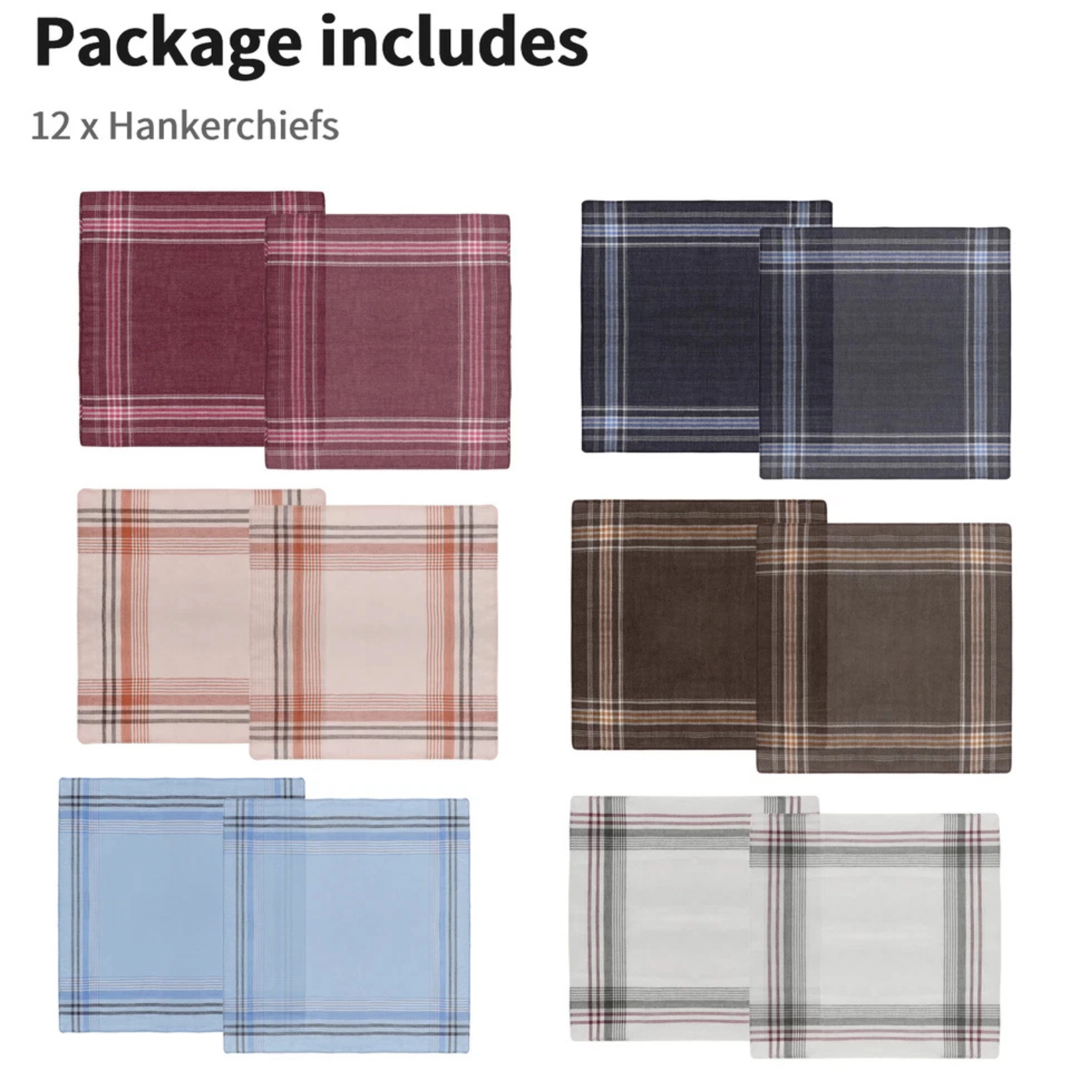 SS Design 12-Piece Men's Classic Cotton Handkerchief Set