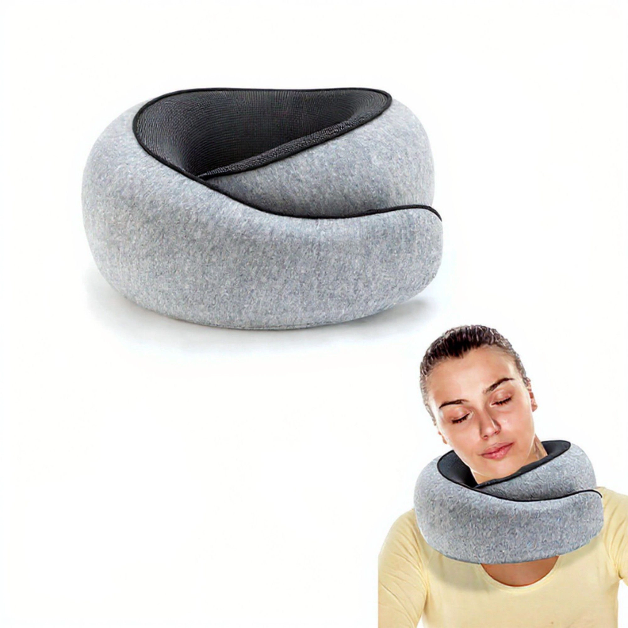 Alilang Unisex Ergonomic Travel Neck Pillow with Soft Cushioned Wrap Design and Supportive Contoured Structure for Rest