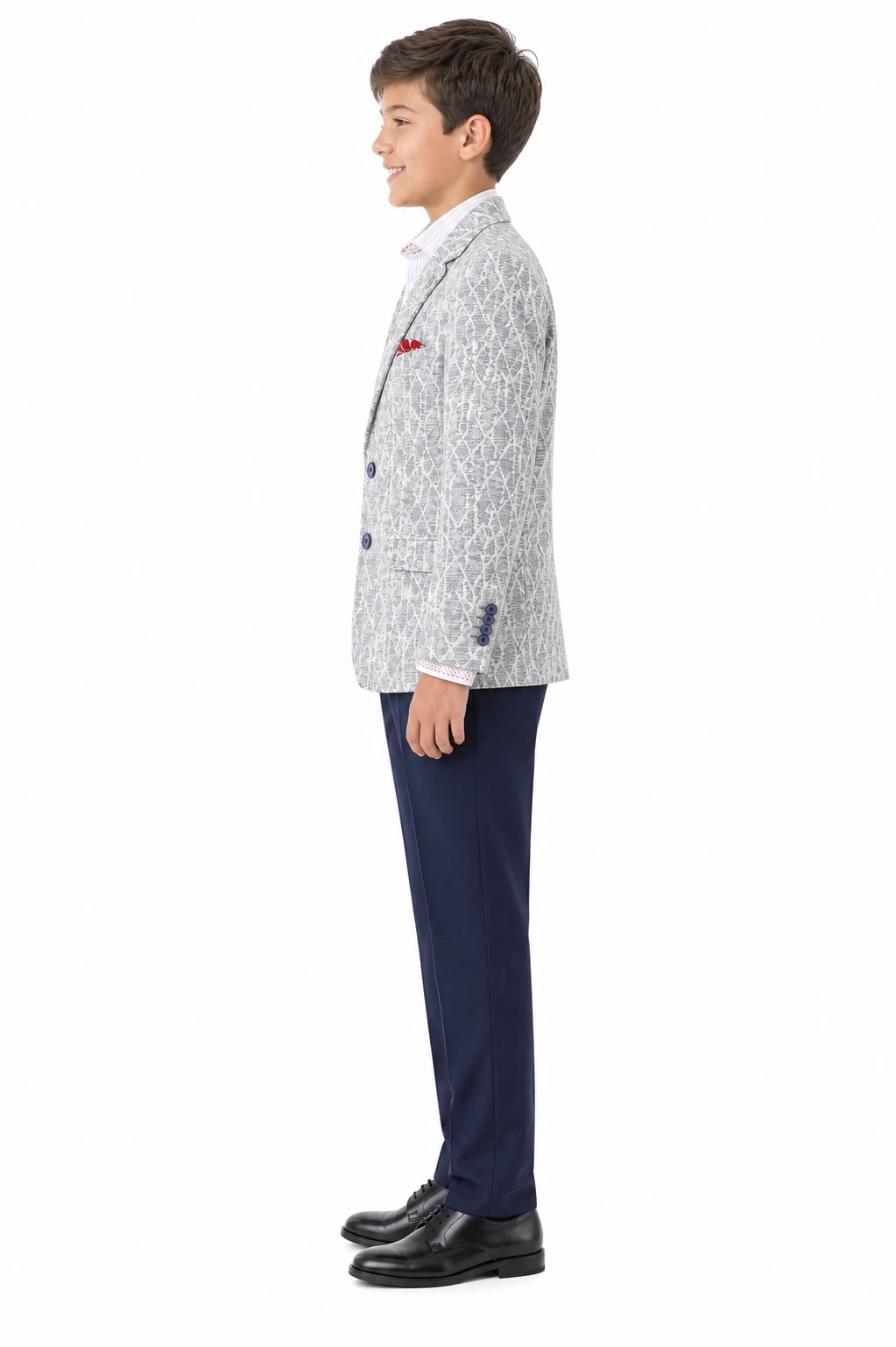 Elie Balleh Boys Slim Fit Geometric Pattern Blazer