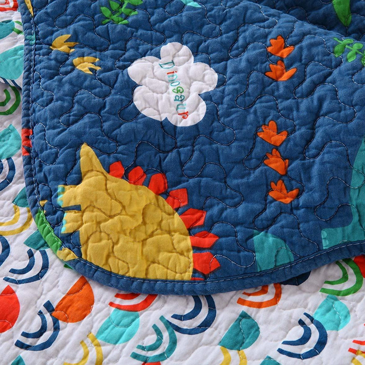 MarCielo 2/3 Piece Kids Dinosaur Quilt Set, 100% Cotton Lightweight Bedspread Set