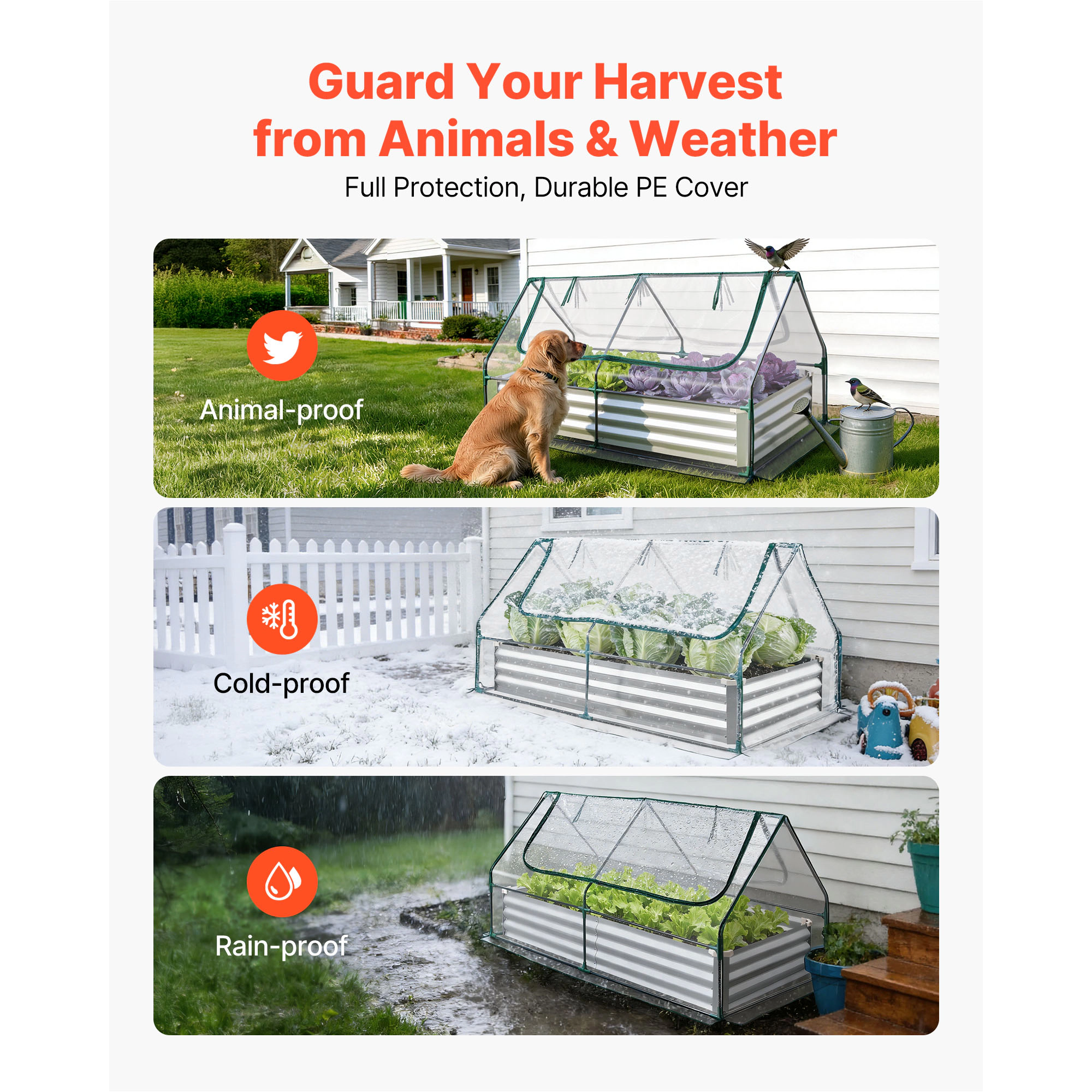 HONGGE Galvanized Raised Garden Bed Metal Planter Box Outdoor Box for Growing Flowers Vegetables