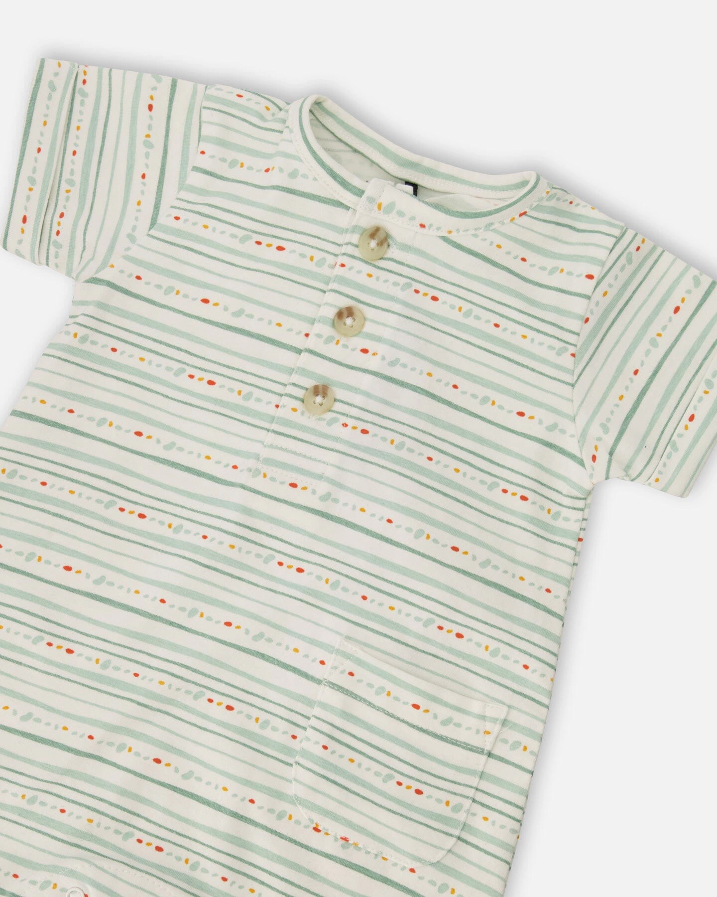 Deux par Boys Organic Cotton Romper Printed Lines