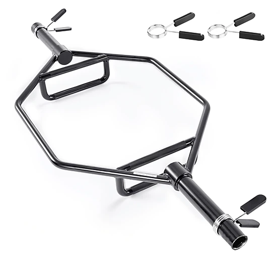 HONGGE 2-Inch Hex Trap Bar, 800 lbs Capacity Chrome-Plated Black Shrug Bar for Squats & Deadlifts