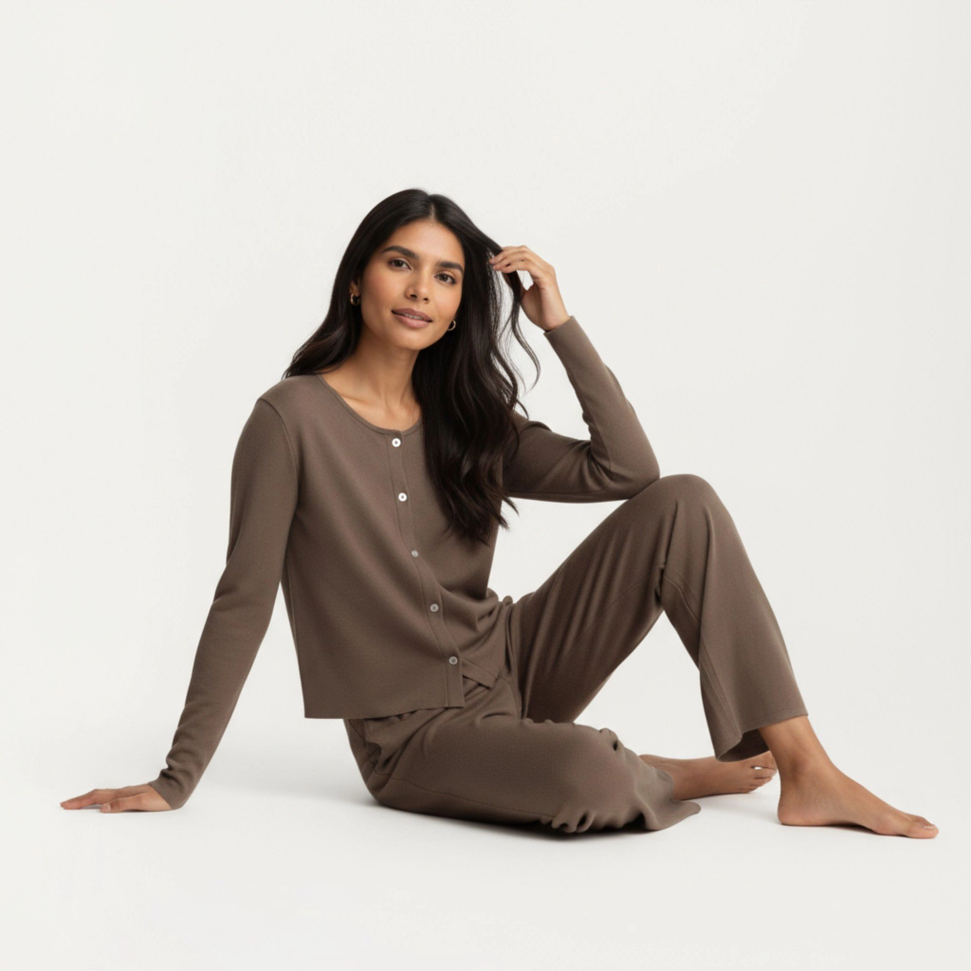 Anna-Kaci Women's 3-Piece Pajama Set with Ribbed Tank Top Long Sleeve Button Cardigan and Relaxed Fit Pants