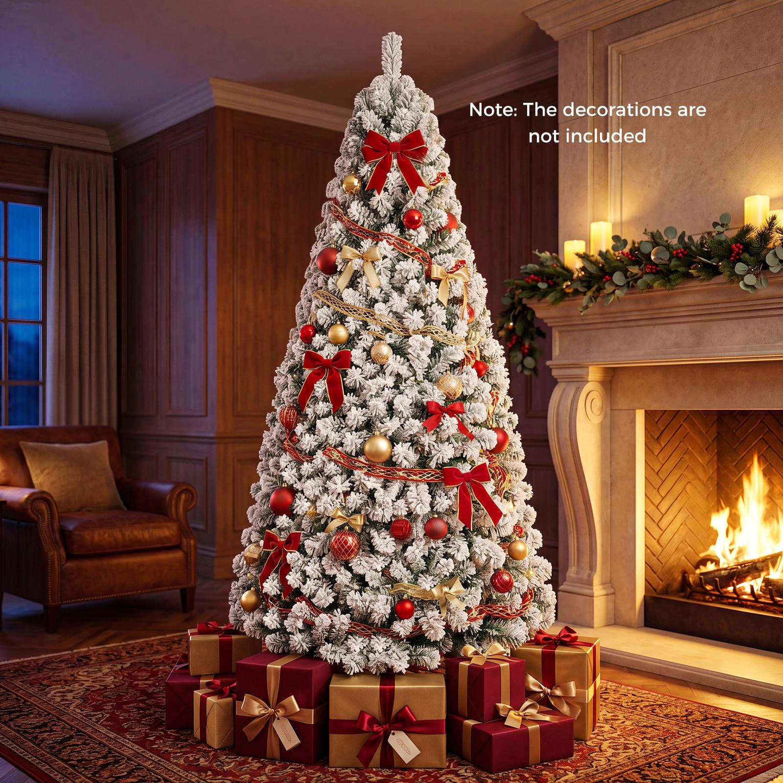 Costway 6 FT Snow Flocked Artificial Christmas Tree with 600 Realistic Branch Tips & Stand