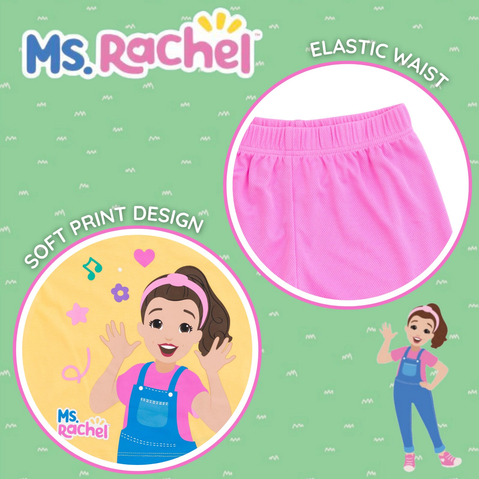 Ms. Rachel Girls' Athletic 2-Piece T-Shirt and Shorts Set