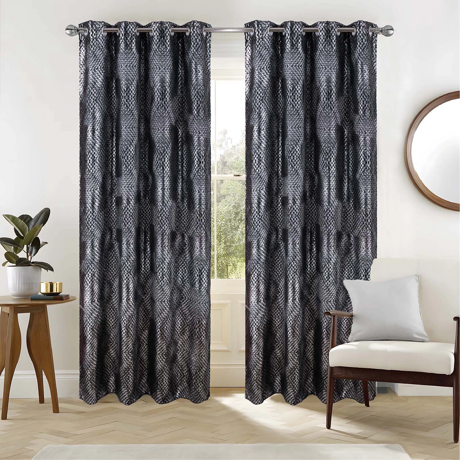 RT Designer Collection Hailey Halo Foil Blackout Grommet Curtain Panel 52" x 90