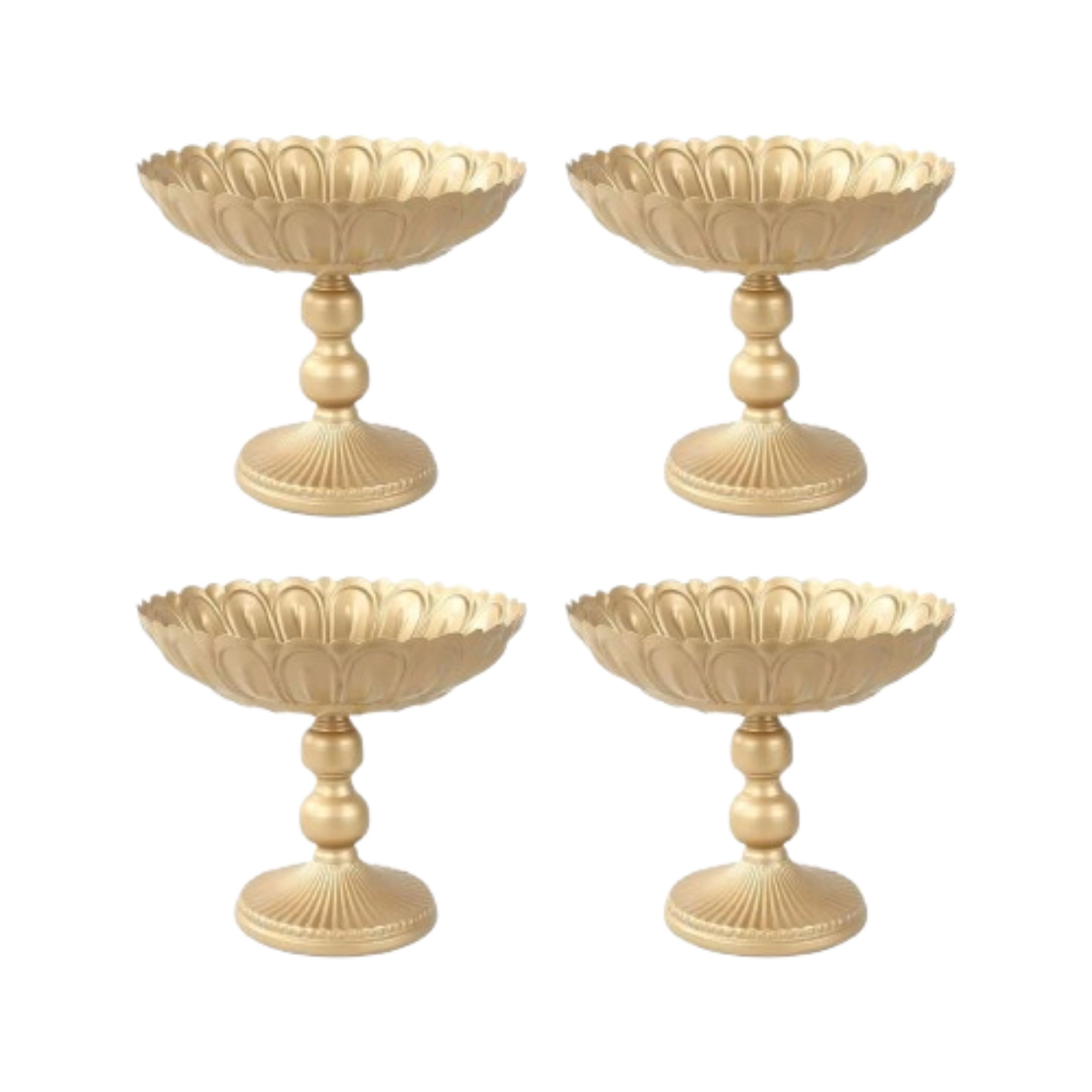 Home Collection Set of 4 9-Inch Metal Compote Pedestal Vases