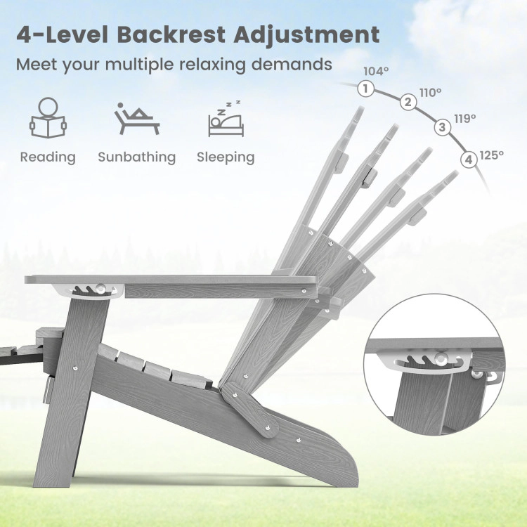Hivvago All-Weather Hips Patio Adirondack Lounge Chair With Retractable Footrest