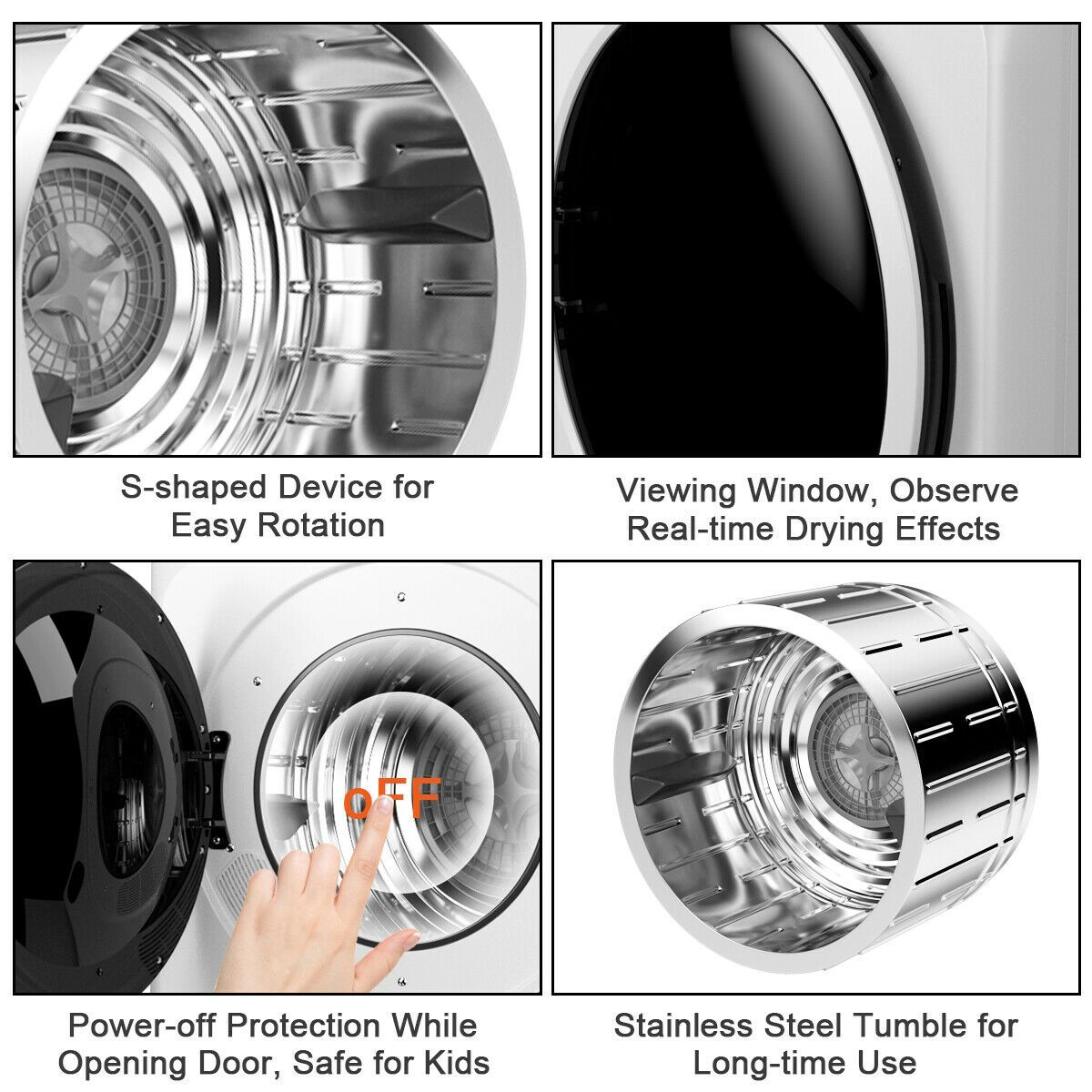 SlickBlue Portable Tumble Dryer with Stainless Steel Drum and Multiple Drying Programs