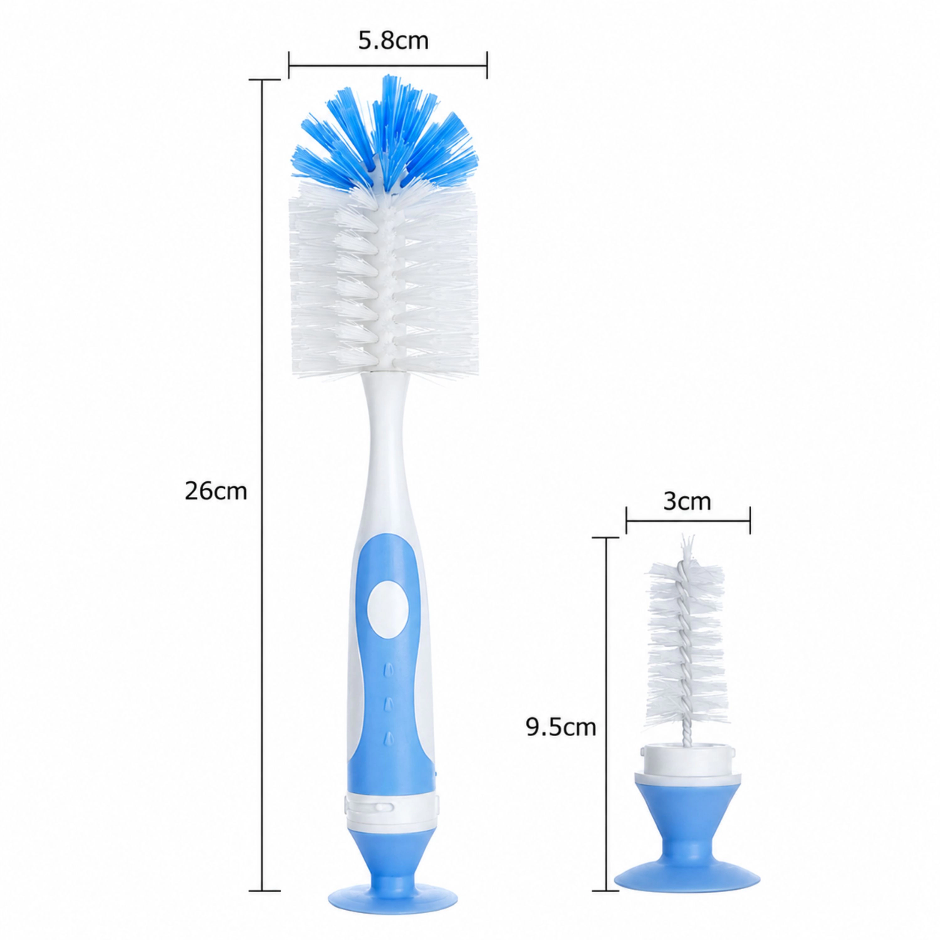 Kitcheniva Nylon Baby Bottle Cleaning Brush With Suction Cup Stand