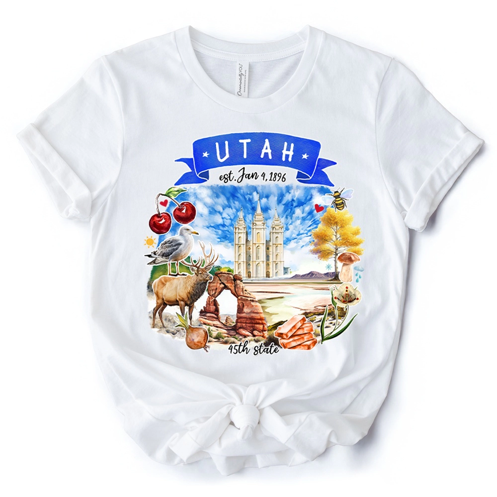 OrnamentallyYou Unisex Artistic Utah State Themes And Landmarks T-Shirt