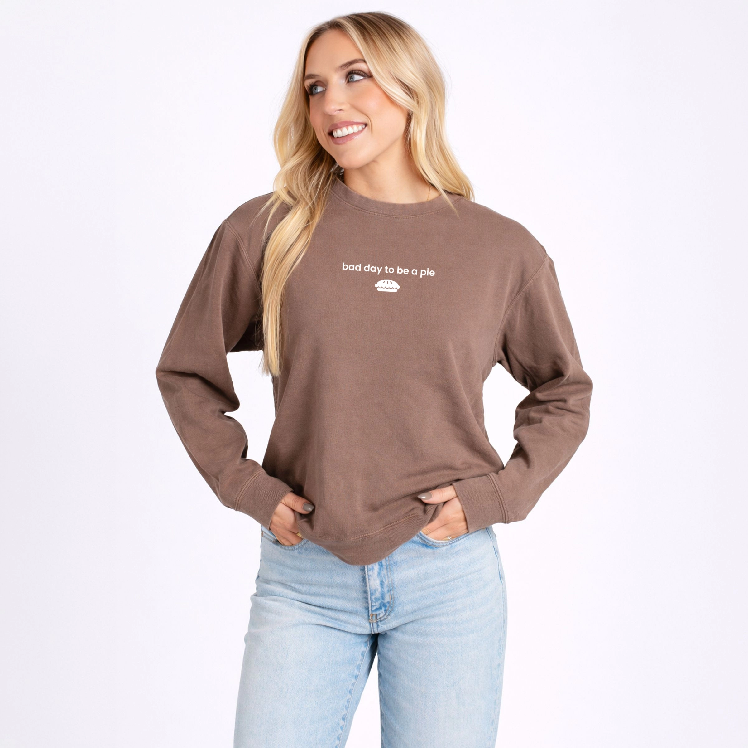 Simply Sage Market - Women's Lightweight Garment Dyed Sweatshirt Bad Day to be a Pie