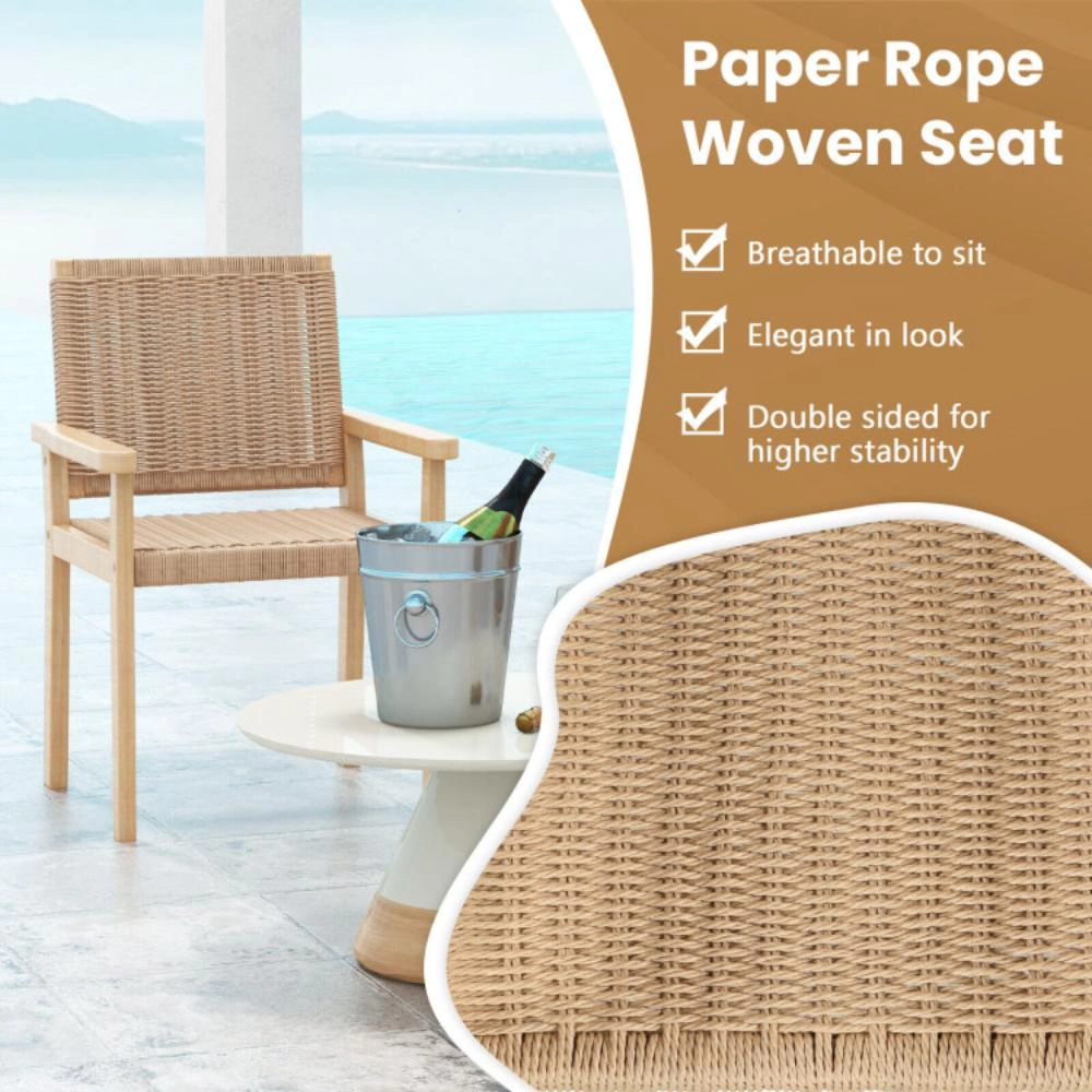 Hivvago Indoor Outdoor Wood Chair Set Of 2-Natural