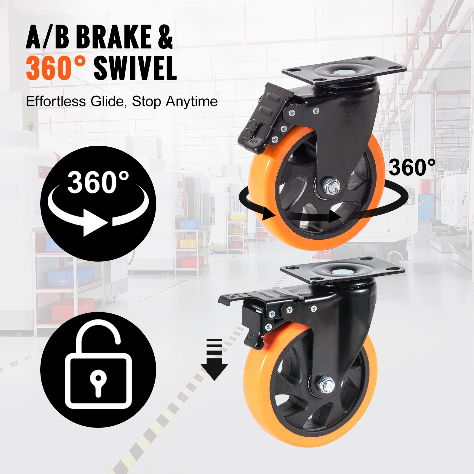 HONGGE Caster Wheels Swivel Plate Casters with Wheels Per Caster Wheels