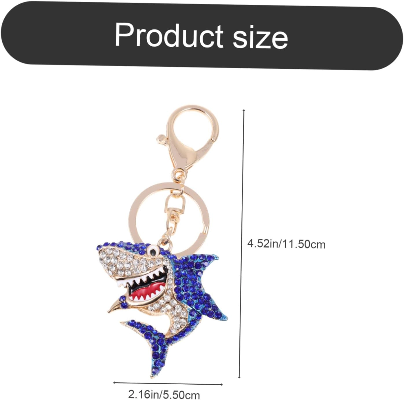 Wardrobe Whimsy Shark Key Keychains Women Girl Cute Shiny Rhinestone Keyring