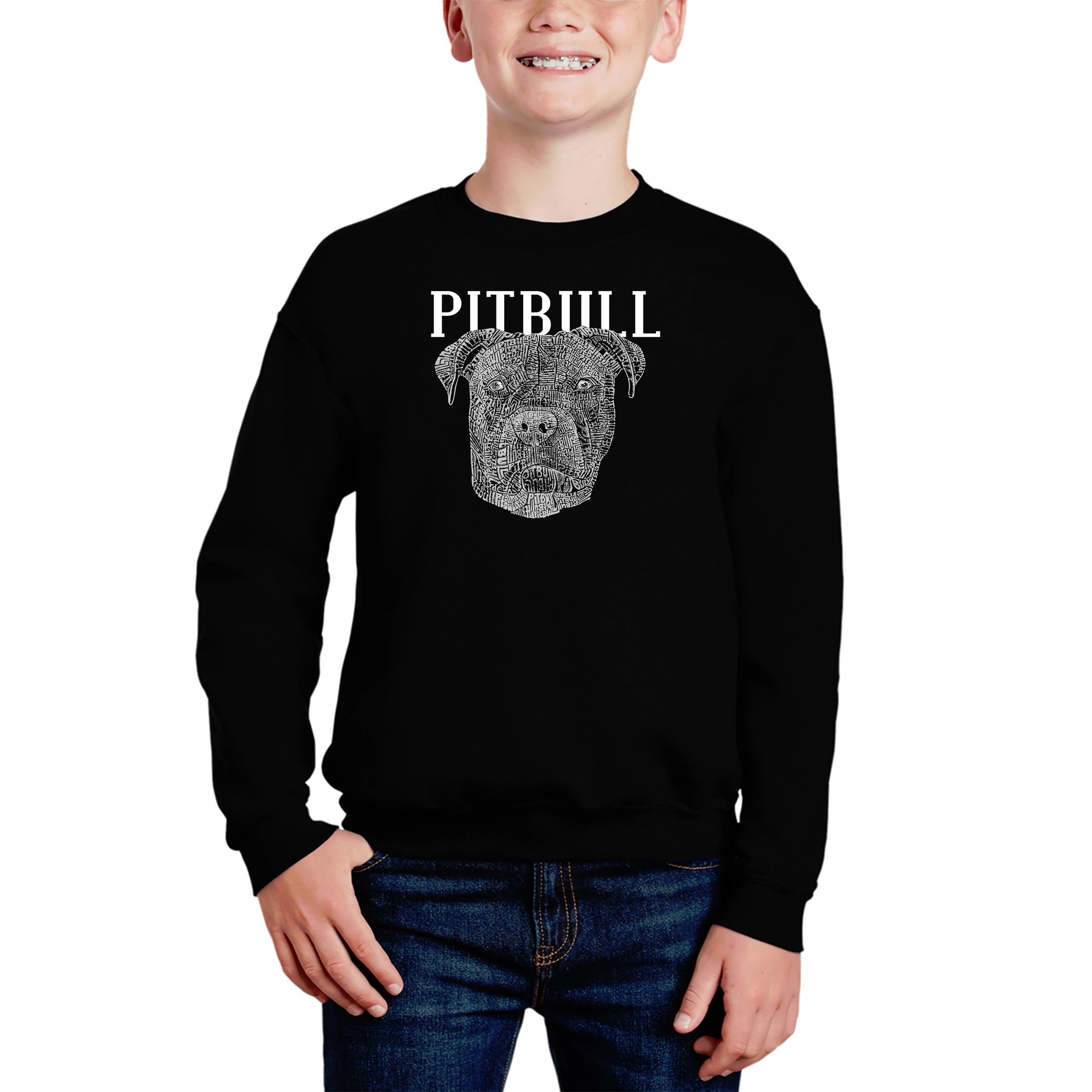 LA Pop Art Boy's Word Sweatshirt - Pitbull Face