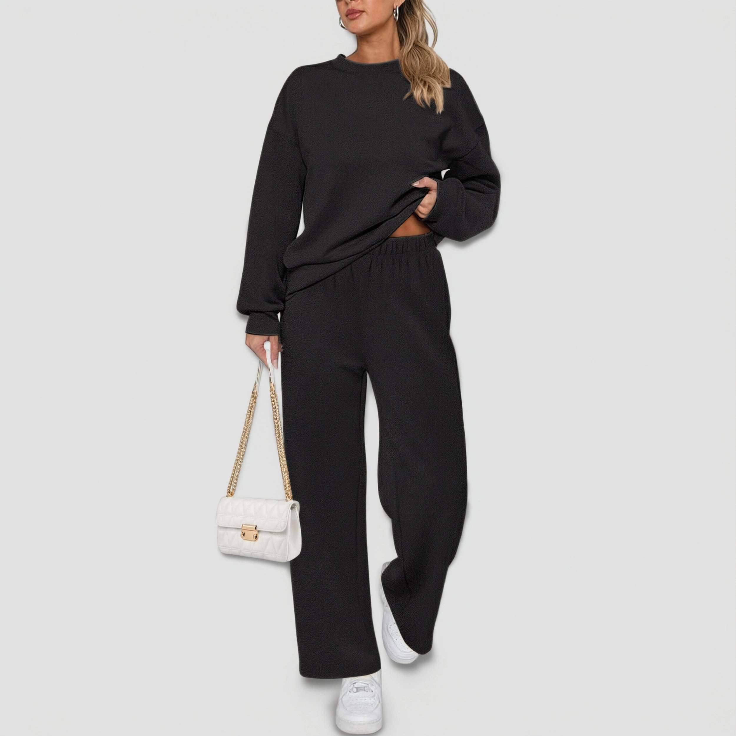 Ekouaer Fleece Lounge Sets for Womens Long Sleeve Loungewear Christmas Pajamas Pajama Set