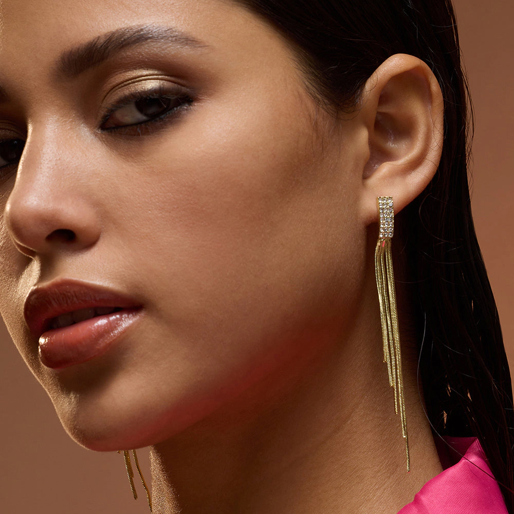 SOHI Women's Crystal Silver the Aurélie Drop Earrings