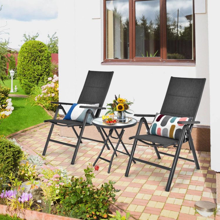 Hivvago Patio Side Table With Tempered Glass Tabletop