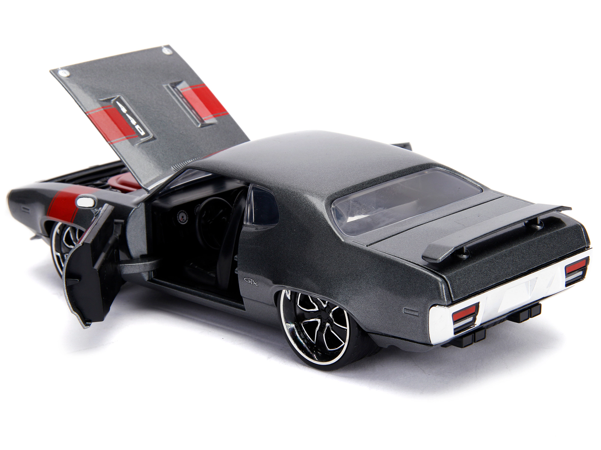 Jada 1972 Plymouth GTX 440 Metallic Gray with Red Stripe "Bigtime Muscle" 1/24 Diecast Model Car by Jada