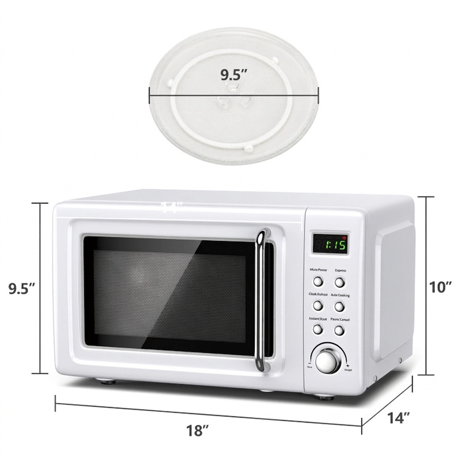 SUGIFT 700W Retro Countertop Microwave Oven 0.7-cu ft 5 Power Levels 8 Auto Menus Child Lock 18 x 14 x 10-in White