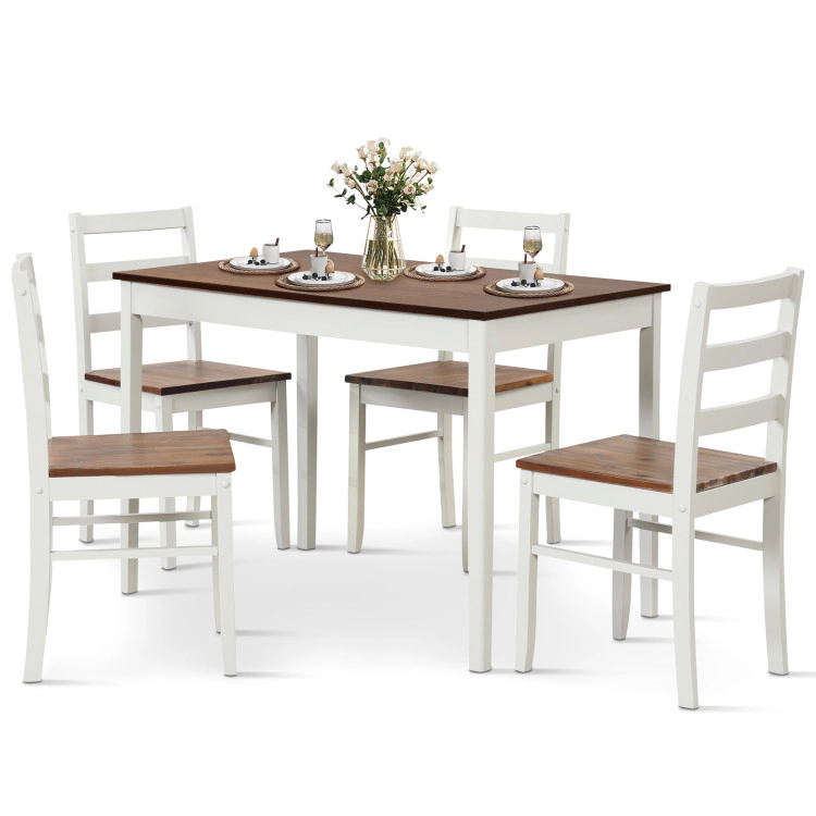 Hivvago 5-Piece Wooden Dining Set With Rectangular Table And 4 Chairs