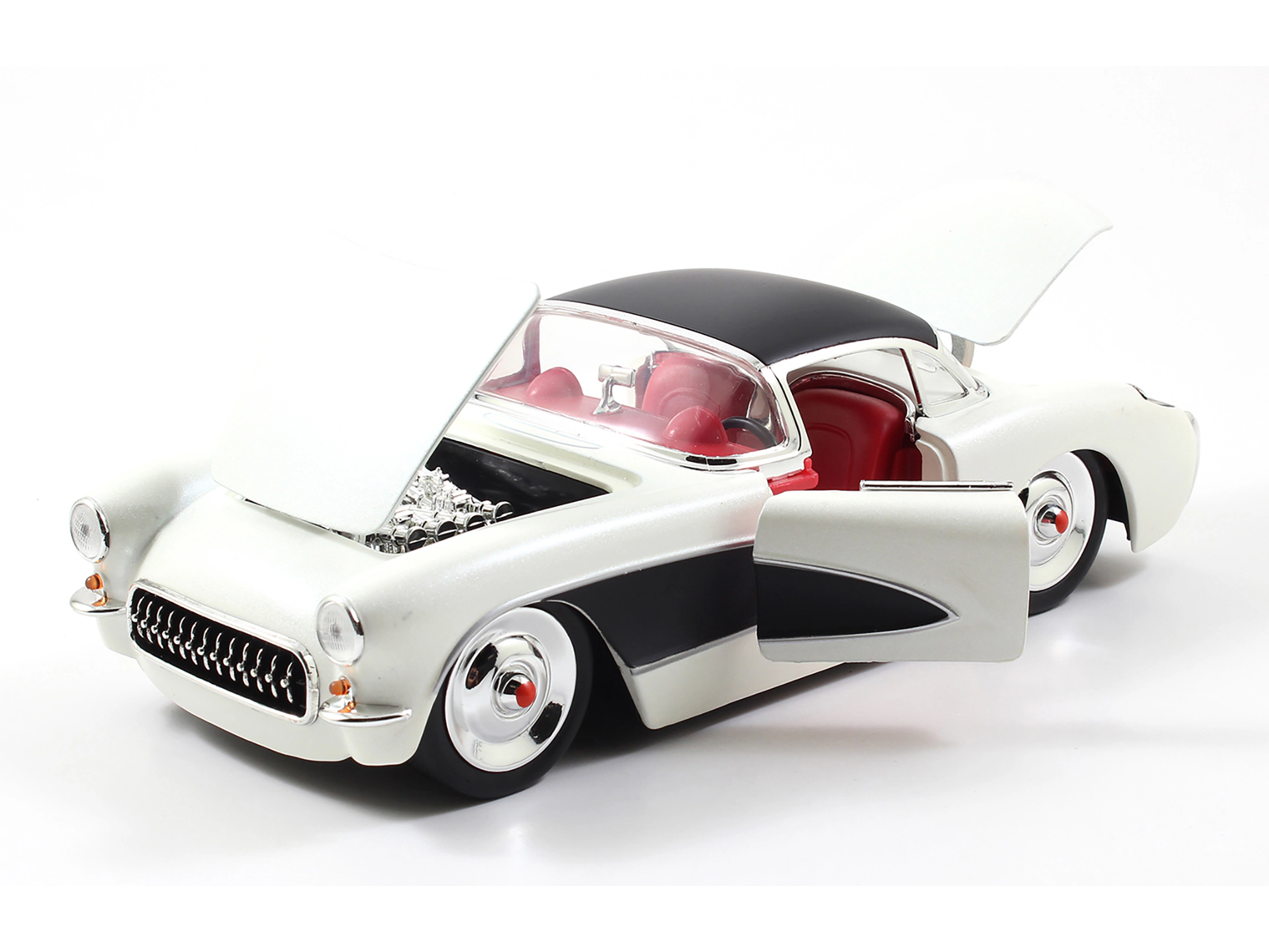 Jada 1957 Chevrolet Corvette Satin Cream Metallic with Matt Black Top and Side 1/24 Diecast Model Car by Jada