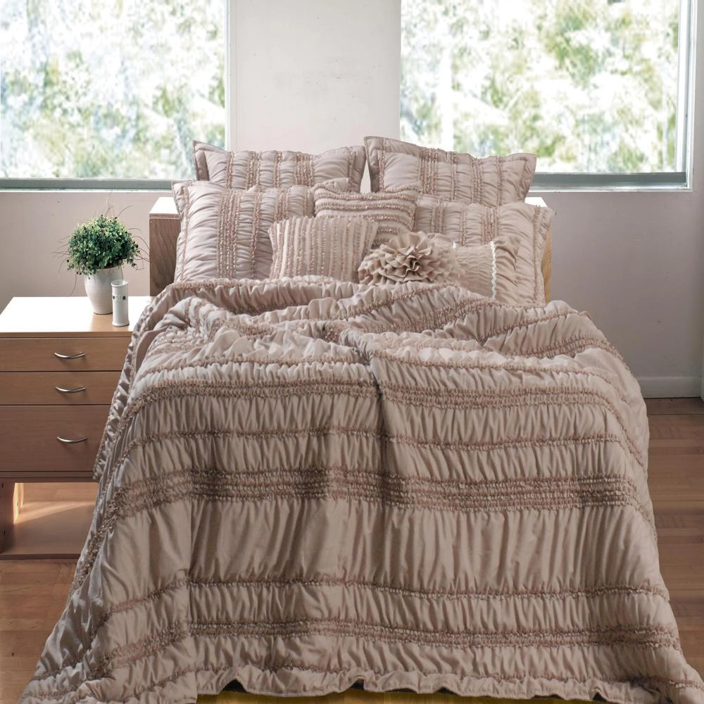 Greenland Home Fashion Tiana Quilt And Pillow Sham Set - Twin 68x86", Taupe