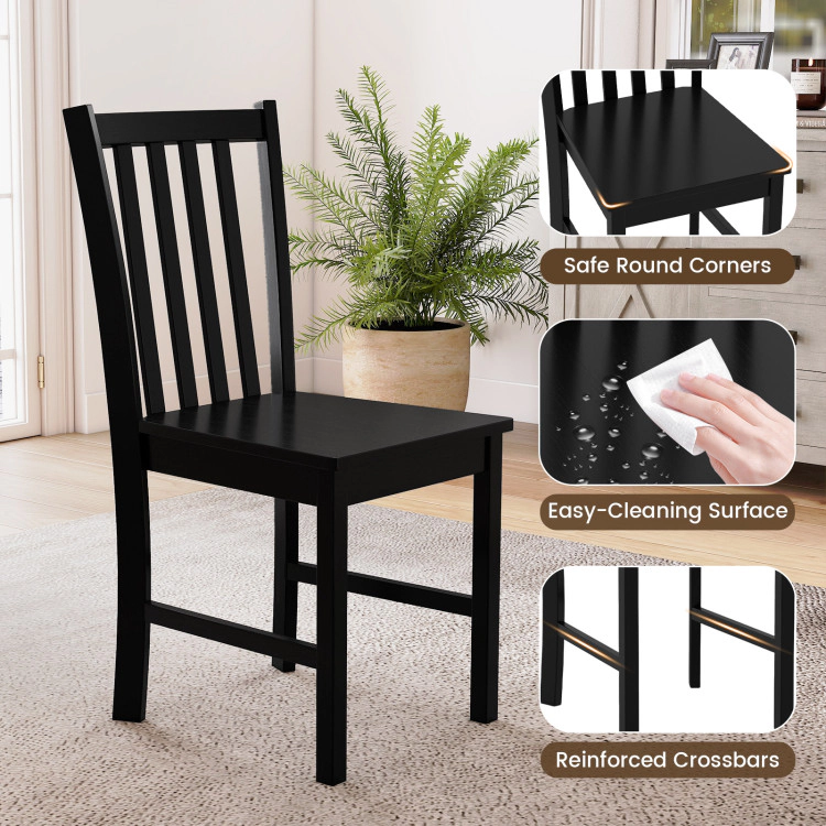 Hivvago Rustic Dining Chairs Set Of 2 Wooden Kitchen With Slat Tilt Backrest