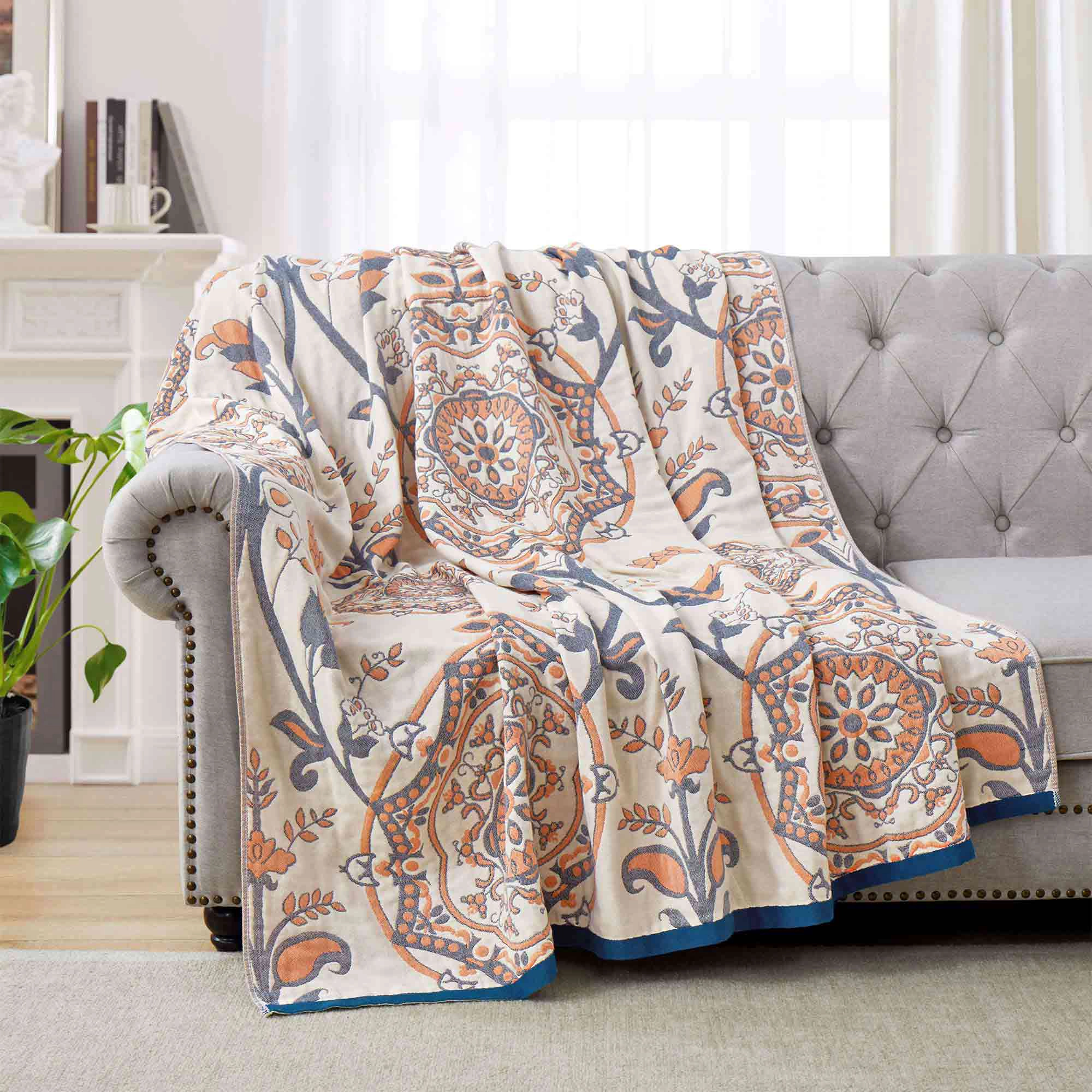 PEACENEST Four Layer Cotton Blanket Soft Breathable Bed