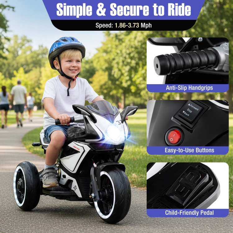 Hivvago Kids Ride on Motorcycle 6V Battery Powered Mini Electric Motorbike with LED Lights