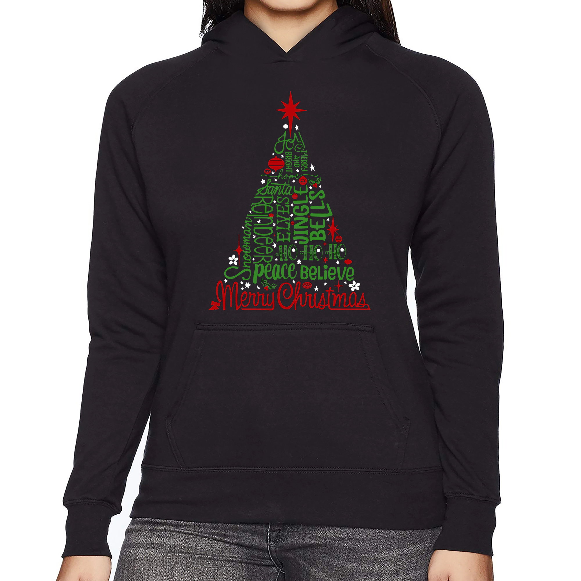 LA Pop Art Holiday Christmas Tree - Women's Word Hooded Sweatshirt