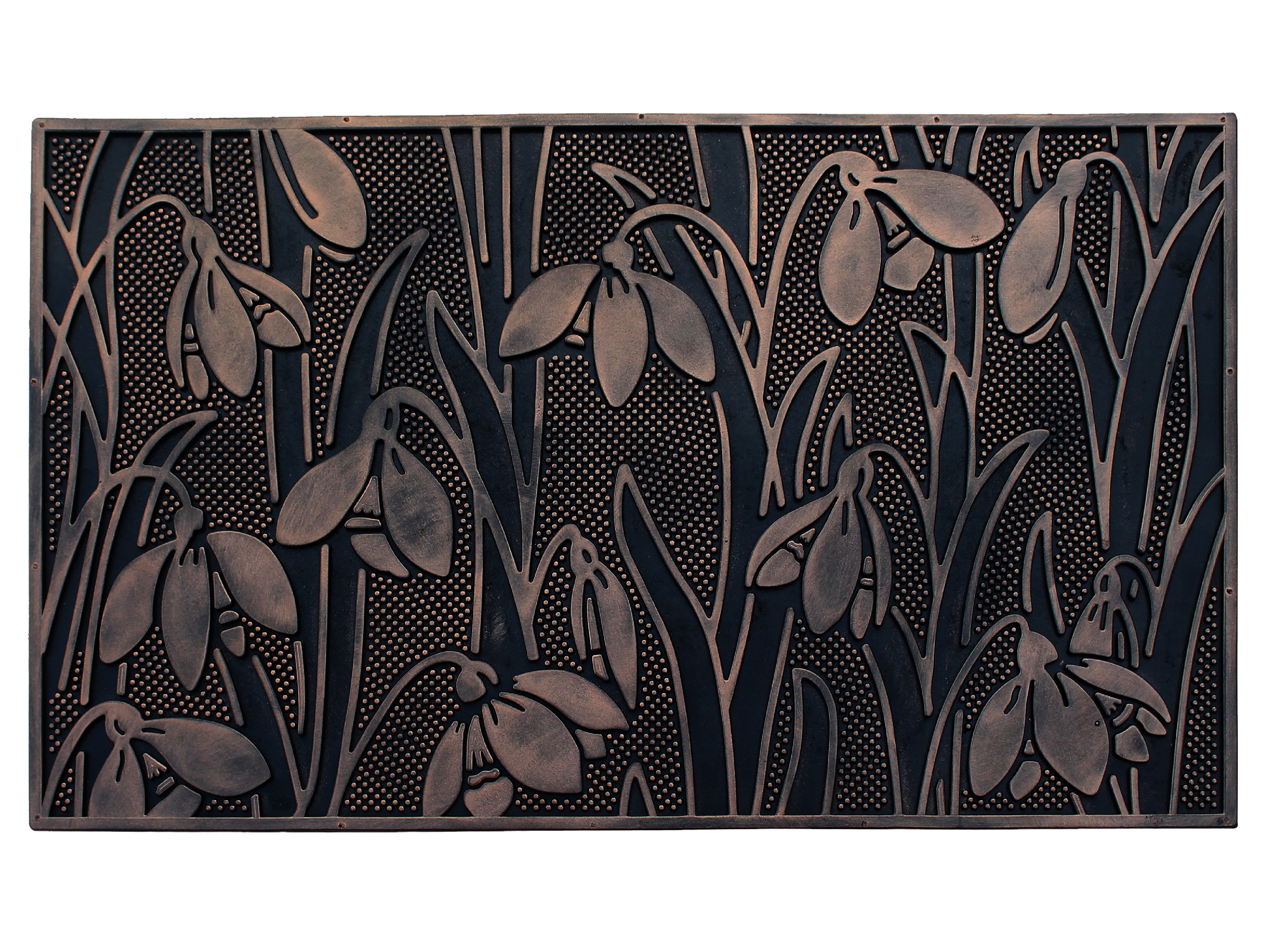 A1 Home Collections Wild Flowers Copper Rubber Welcome Doormat Non-Slip Front Door Mat 18 x 30 In
