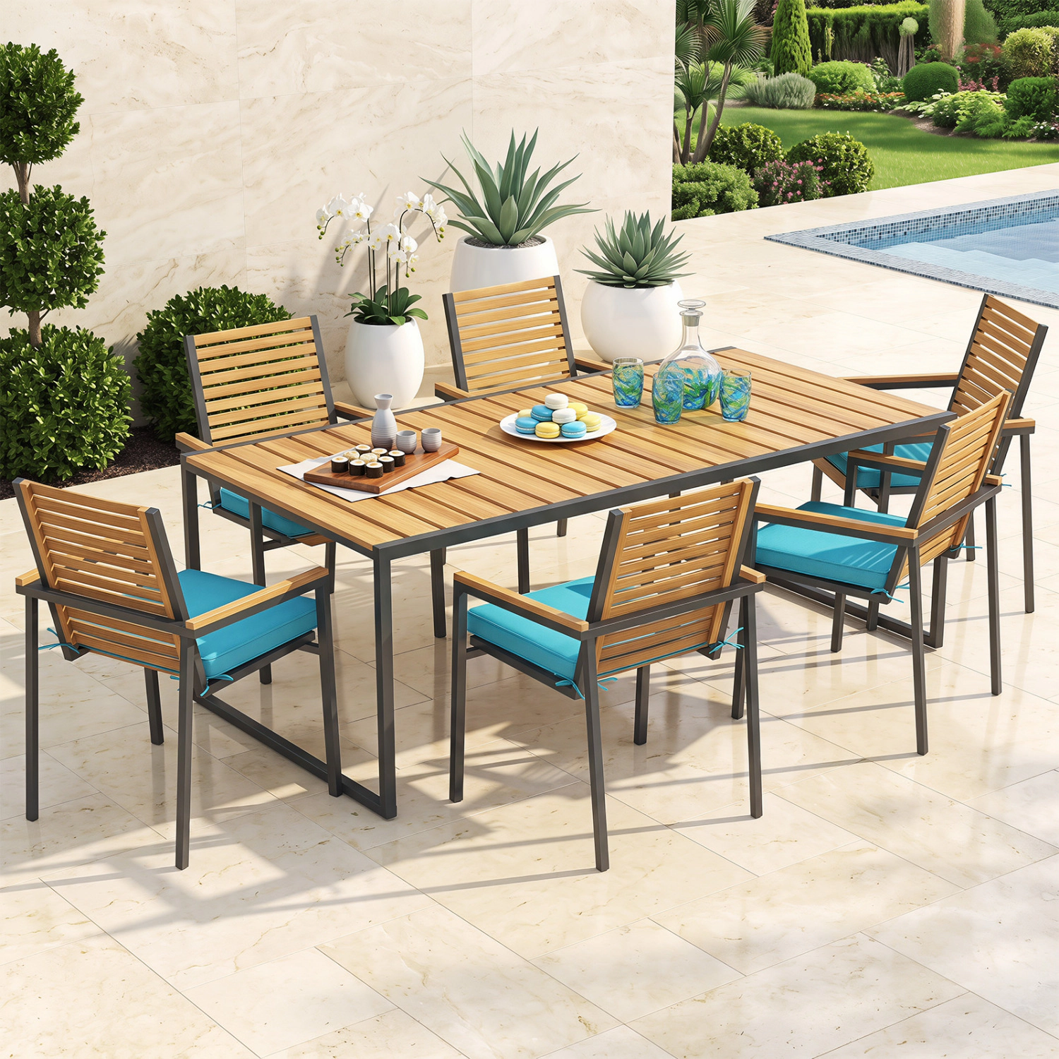 LJG Outdoor Chair Cushion Set of 2 Waterproof Fade-Resistant Olefin Seat Cushions