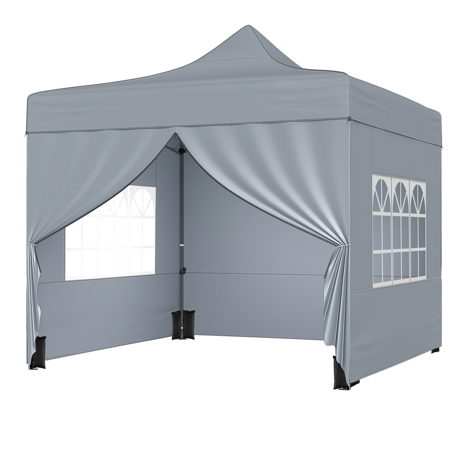 LJG 10 x FT Pop up Canopy Tent with 4 Removable Sidewalls and Wheeled Bag