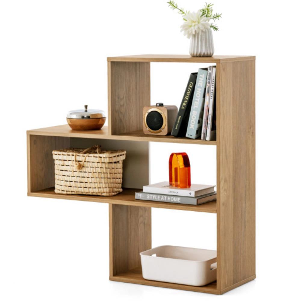 Hivvago Convex Bookshelf 3-Shelf Open Bookcase Room Organizer with Anti-Toppling Device
