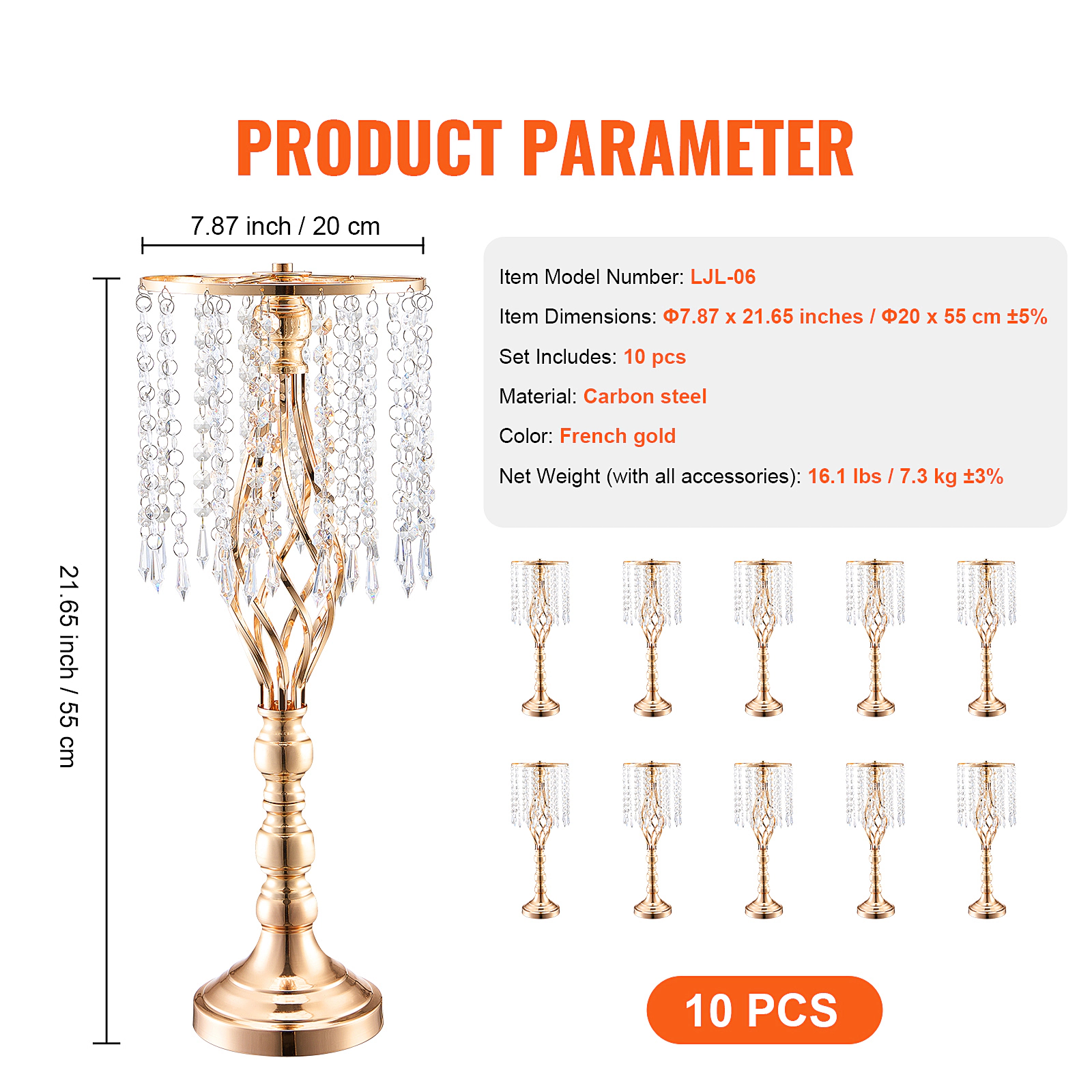HONGGE Crystal Wedding Flower Stand Wedding Vase Flower for Wedding Party Decor